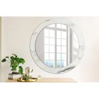 Wallfluent Bedrukte Ronde Spiegel - Ronde Spiegel Met Bedrukte Lijst Wit Marmer - 70 cm / 56 cm - Wit - Wit Ronde Spiegel Met Decoratie - Woonkamerspiegel - Inloopkastspiegel - Hal - Wandmontage