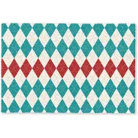 MuchoWow Deurmat 60x40 cm - Droogloopmat Illustratie - Ruiten - Rood - Groen - Mat voor binnen - Schoonloopmat - Deurmatten met print - Inloopmat