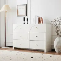 OKWISH Dressoirs - Kast Met 6 Lades - Praktisch En Functioneel - Geschikt Voor Diverse Ruimtes - 120x82x40 cm - Hout - Wit