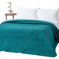 Homescapes gewatteerde sprei van 100% katoen, petrol/lichtblauw, 230 x 250 cm