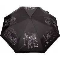 Parasol Paryżanka Automatische Paraplu Zwart met Ruche - Windbestendig 80 km/u