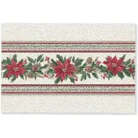 MuchoWow Deurmat 60x40 cm - Droogloopmat Kerststrook - Poinsettia - Rood - Groen - Mat voor binnen - Schoonloopmat - Deurmatten met print - Inloopmat