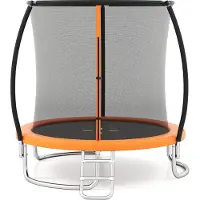 Costway Ø 244 cm trampoline met ladder, tuintrampoline rond met veiligheidsnet, randafdekking en metalen frame, kindertrampoline, complete set voor kinderen en volwassenen