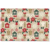 MuchoWow Deurmat 60x40 cm - Droogloopmat Illustratie - Kerst - Beige - Mat voor binnen - Schoonloopmat - Deurmatten met print - Inloopmat