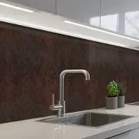 KitchenYeah Keuken achterwand 450x60 cm - Spatscherm zelfklevend Metaal - Roest print - Donker - Bruin - Muurbeschermer - Spatwand fornuis