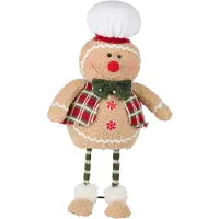 Arti Casa Kerst Knuffel Gingerbread Man - Kerstversiering Knuffelpop - Knuffeltje 44cm - Beige