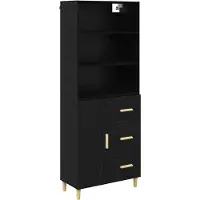 vidaXL Highboard Zwart Eiken 69,5 x 32,5 x 180 cm Bewerkt hout