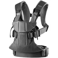 BabyBjörn Draagzak One - Geweven - Grijs denim-Donkergrijs - Buikdrager - Rugdrager – Ergonomisch – Stoer