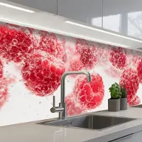 KitchenYeah Keuken achterwand 250x80 cm - Spatscherm zelfklevend Fruit - Water - Bubbels - Rood - Muurbeschermer - Spatwand fornuis
