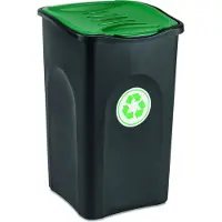 Stefanplast Vuilnisbak 50L - 56x37x39cm - Zwart Groen
