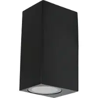 Proplus Wandlamp LED GU-10 IP-65 - Twee lichtbundels ‒ Vierkant 15 cm - Zwart