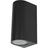 Proplus Wandlamp LED GU-10 IP-65 - Twee lichtbundels ‒ Rond 15 cm - Zwart