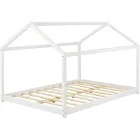 En.casa Kinderbed Cerro huisbed met lattenbodem 140x200 cm wit