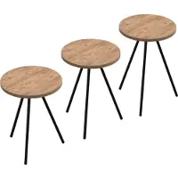 En.casa Bijzettafel Ølgod rond set van 3 houtkleurig en zwart