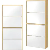 En.casa Schoenenkast met spiegels 4 vouwdeuren 134x63x17 cm beuken