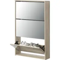 En.casa Schoenenkast met spiegels 3 vouwdeuren 102,5x63x17 eiken