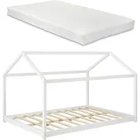 En.casa Kinderbed Cerro huisbed met matras 140x200 cm wit