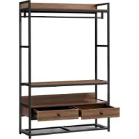 En.casa Kledingrek Isen 180x120x40 cm zwart en walnootkleurig []