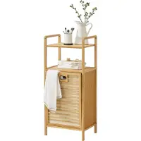 En.casa Bamboe wasmand Rendalen met plank 40x30x95 cm