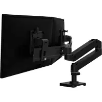 Ergotron Monitorarm LX Pro Dual Direct, voor 2 beeldschermen tot 27″, kantelen/zwenken/roteren, in hoogte verstelbaar, tafelbevestiging, VESA, metaal, zwart