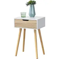 En.casa Bijzettafel nachtkastje met lade 60x40x29,5 cm wit eikenkleurig