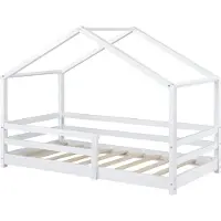 En.casa Kinderbed Knätten huisbed met uitvalbeveiliging 70x140 wit