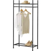 En.casa Kledingkast open kast zwart met 2 planken 130x60x30 cm