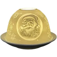 Clayre & Eef Waxinelichthouder Ø 12x8 cm Wit Porselein Kerstman