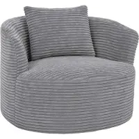 MCW Fauteuil -P18, loungefuteuil, relaxfauteuil, gestoffeerde fauteuil, cocktailfauteuil, stof/textiel corduroy (370 g/m²) ~ lichtgrijs