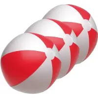 Inspirion Opblaasbare speelgoed strandbal - 3x - rood/wit - dia 28 cm - Strandballen - Buiten speelgoed - Strand speelgoed - PVC