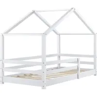 En.casa Kinderbed "Knätten" met huiselijke uitstraling, voorzien van valbeveiliging, gemaakt van grenenhout, afmetingen 90 x 200 cm, kleur wit