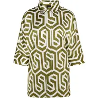 Dreimaster Klassik Blouse olijfgroen / wolwit