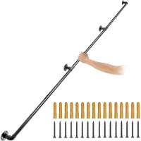 Vevor Pijp Trapleuning 3,3 m Leuningen Trappen Binnen Zwarte Outdoor Indoor Universele Trapleuning Gemaakt van Koolstofstaal en Matte Afwerking met 200 kg Laadvermogen voor Binnen- en Buitenleuningen