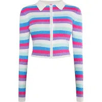 Mymo Gebreid vest 'Blonda' azuur / lila / cyclaam / wit
