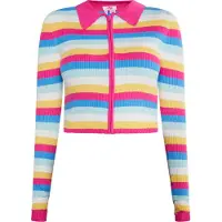 Mymo Gebreid vest 'Blonda' blauw / geel / pink / wit