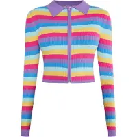 Mymo Gebreid vest 'Blonda' blauw / geel / sering / pink