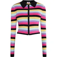 Mymo Gebreid vest 'Blonda' lichtblauw / geel / pink / zwart