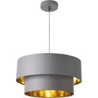 Lux.pro Hanglamp E27, plafondlamp, hanglamp, 40 cm, metaal, stof, grijs-goud []