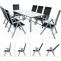 Casaria Tuinset Bern 9-delig Zilver Aluminium Matglas