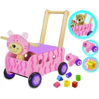 Coppens Loop/duwwagen en sorter kat roze - met mini trekfiguur