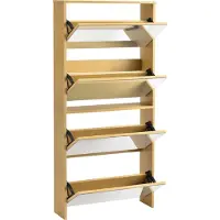 En.casa Schoenenkast met spiegels 4 vouwdeuren 134x63x17 cm beuken