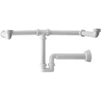 Hak Bruckner MOSQUITO dubbele wastafel sifon, 5/4", DN40, ruimtebesparend, wit