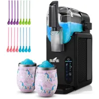 Bardi Slush Hero Combi – Slushmachine - Slush Puppy Maker 2,6L + 2 Thermoscups Unicorn + 12 Slush Lepelrietjes – Voor Slushies, Milkshakes, Frappé & Frozen Cocktails – Zelfreinigend – zwart