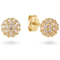 Glow 206.0228.00 Dames Oorstekers Discobal Medium Zirkonia 14 Karaat Goud