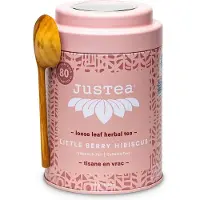 JusTea - Little Berry Hibiscus – Cafeïnevrije Kruidenthee met Hibiscus en Bessen – Luxe Designblik – Cadeauthee – 100g