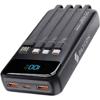 Siltcon Powerbank 30000 mAh– Powerbanks - 22.5W Snellader – USB-C / A - LED Indicatie - Noodpakket – Universeel voor Telefoons, Tablets & Meer– 3 Poorten - 4 Geïntegreerde kabels – Zwart