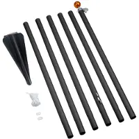 Fairybell Deelbare Vlaggenmast Sectional Alu Pole With Ground Spike Black 600 cm (5-Delig)