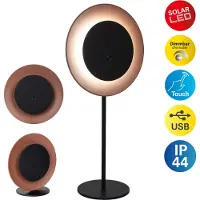 Näve LED-tafellamp Solan, dimbaar, zwart, Woon-/ Eetkamer, metaal, Modern, LED tafellamp