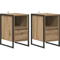 vidaXL Nachtkastje 2 st Ambachtelijk Eiken 39,5 x 30 x 50 cm