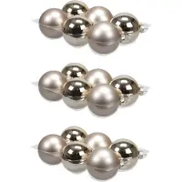 Othmar decorations 18x stuks kerstversiering kerstballen licht champagne (autumn blonde) van glas - 8 cm - mat/glans - Kerstboomversiering